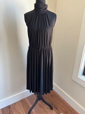 Muse Black High-Neck Pleated Dress